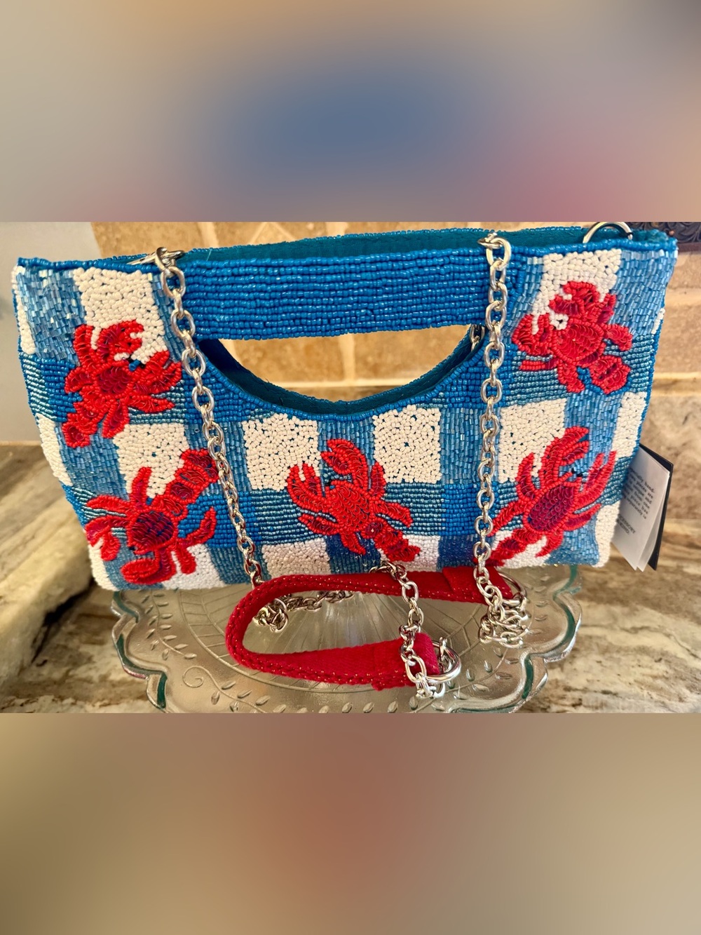 Viral Coastal Claw Beaded Clutch